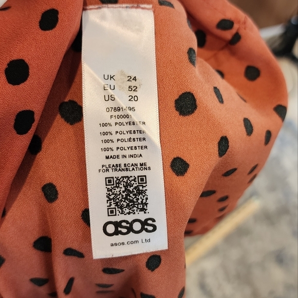 ASOS spaghetti strap blouse. Terracotta orange black polka dot. Plus Size 20 - Picture 5 of 13